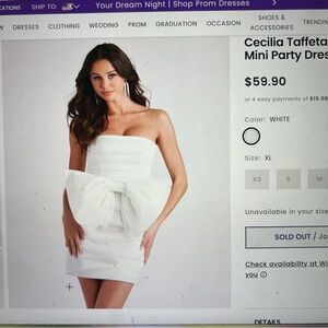 NWT Windsor White Mini Dress with Bow